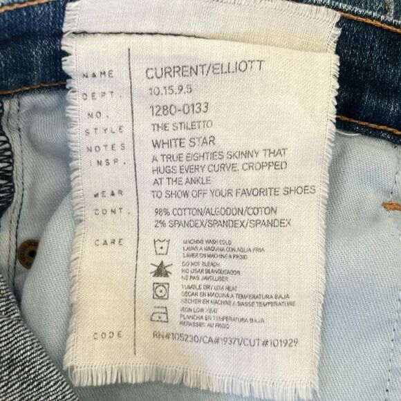 Current Elliot The Stiletto White Star Print 80’s Ankle Skinny Jeans - Picture 5 of 12